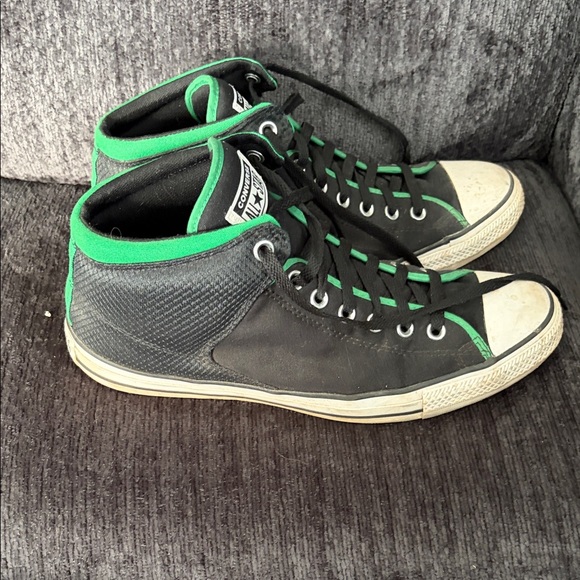 Converse All Star Black with Green Trim Sneakers - Picture 2 of 4